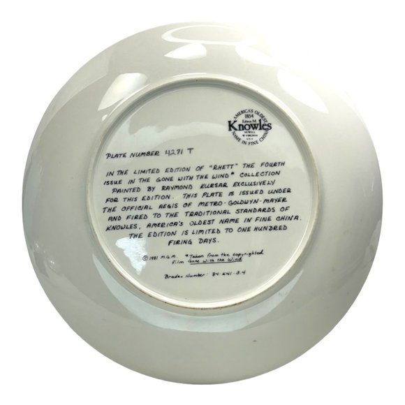 Gone With The Wind " Rhett" Plate 8.5" Vintage 1981 by Knowles - Picture 7 of 9